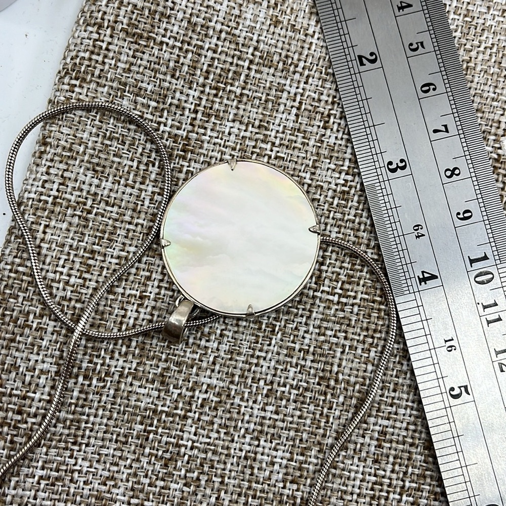 Vintage Sterling Silver Marcasite & MOP Swirl Pendant Necklace 16" - Picture 12 of 17